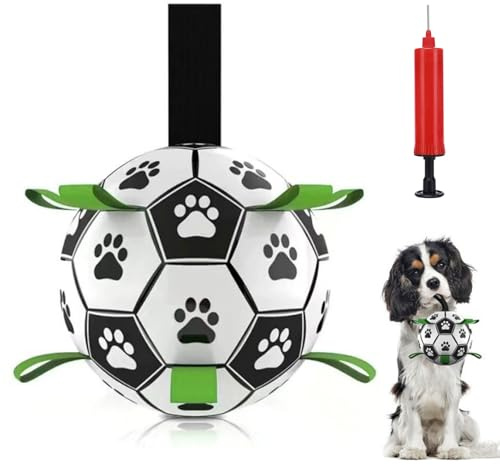 Giocattolo Palla per Cane, Palla di Calcio Del Cane del con le Linguette di Presa, 15 cm Dog Pallone da Calcio Galleggiante, Giocattolo interattivo per Cani di Piccola e Media Taglia
