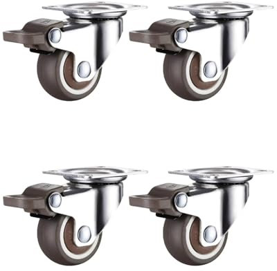 QLEUIFT 4 pcs Möbelrollen mit Gewinde Möbelrollen m6 Gewinde Lenkrollen für Möbel Gummi Transportrollen Schwerlastrollen Rollen für Möbel Schwerlastrollen Strandkorbrollen, Mit Bremsfunktion