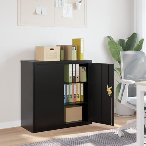 Brokky Aktenschrank Ordner Schrank BüRo Werkzeugschrank BüRo Schrank AktenschräNke Schwarz 90x40x90 cm Stahl