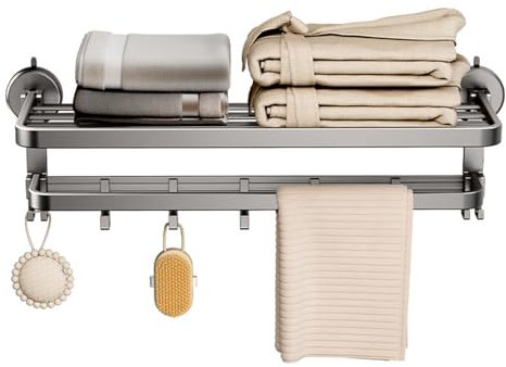 Toallero de Pared, toallero Plegable, toallero con Ventosa, Estante de Almacenamiento para baño sin Perforaciones, baño con Ducha, toallero de Pared, toallero con Gancho