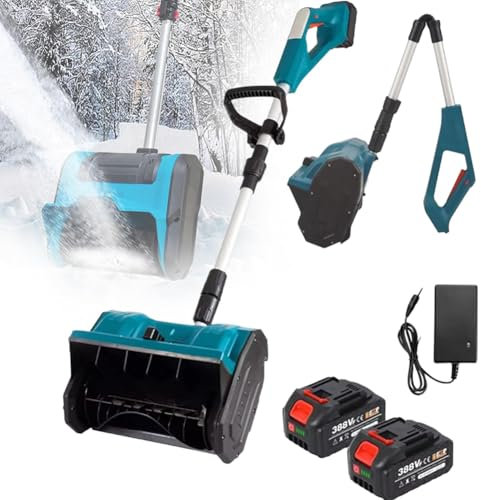YHUEGH Pala da Neve a Batteria con 2 batterie, spazzaneve Elettrico con direzione Regolabile e Asta telescopica, spazzaneve a Batteria per Strade Scolastiche e vialetti