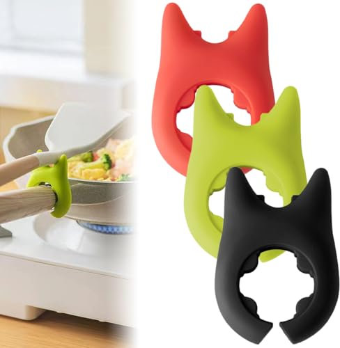 MIRKUZI Kochlöffel, 6 Stück Löffelablage Silikon Kochlöffelhalter Kochlöffel Halter Geeignet Abstellen von Löffeln und Pfannenwendern nach Spachtel Kochen Anti (Schwarz, Rot, Grün)