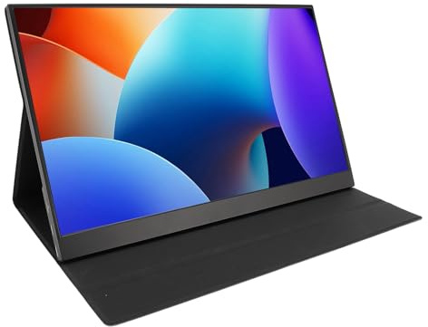 Écran Tactile de Voyage, Extension D'écran Portable Full HD USB C de 15,6 Pouces avec Couverture en Cuir PU, Configuration Plug and Play pour Double Affichage, Jeux et