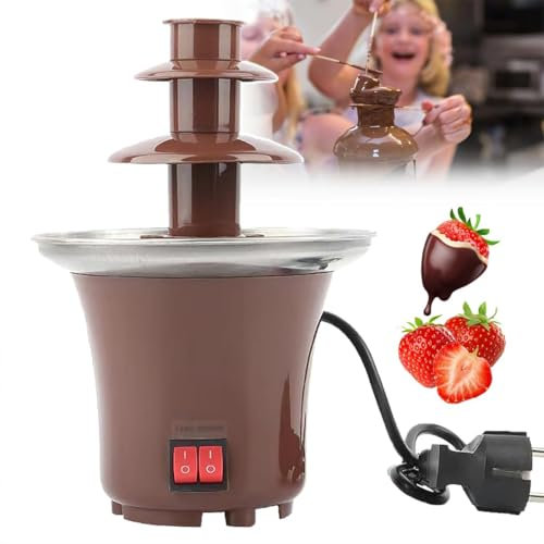 OFNHJK Mini Chocolate Fountain, 3 Layers Electric Chocolate Melting Machine, Detachable and Easy to Clean, 35W Chocolate Fountain Waterfall Machine for Event Exhibition Wedding Birthday Party