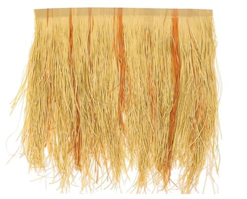 Rollo de techo de paja de palma artificial para decoración de jardín al aire libre, patio, azulejos de césped sintético con diseño de paja para fiestas, granja y pilas de heno, color marrón, paquete