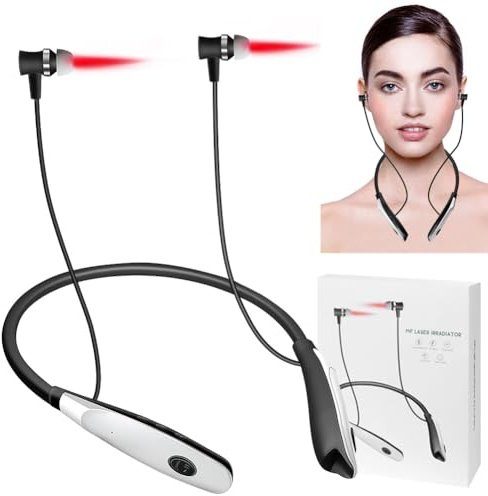 Pipihome Tinnitus Infrarrojos de Oídos, Dispositivo de Terapia Tinnitus con Luz Roja, Neck Suspending Tapones para los oídos Portátil, Dispositivo de Rinitis Infrarroja (A, talla única)