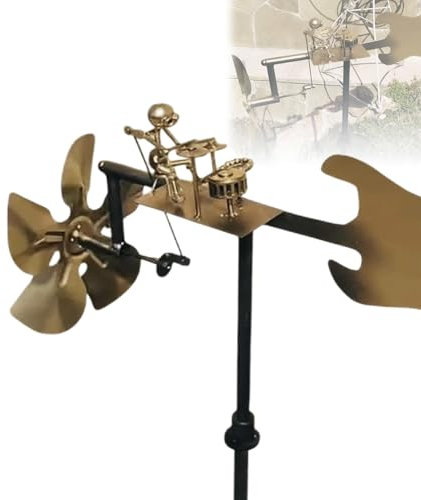 Handmade Metal Drummer Windmill, Metall Schlagzeuger Windmühle Garten Dekoration, Windrad Garten Metall Wetterfahnen, Trommler Windmühle Sculpture, Percussionistische Figuren Windspinner