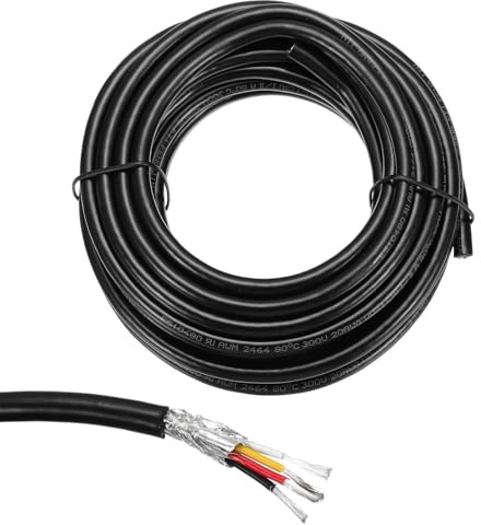 sourcing map 1Pcs UL2464 Shielded Cable 20AWG 5.5m(18 Ft) 300V 4 Conductor PVC Electrical CNC Wire with Double-Layer Shielding for Home Appliances, Automotive Wiring