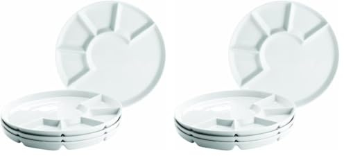 MÄSER Fondueteller 4er Set 24 cm, Porzellan, Weiß (Packung mit 2)