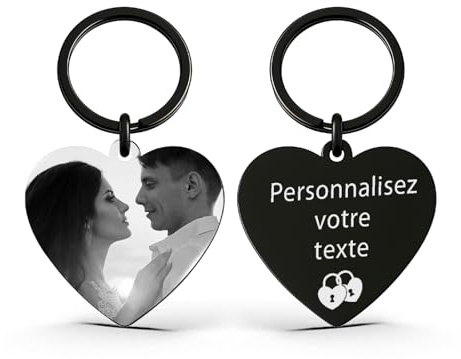 AAQ Porte clef personnalisable - porte-clés personnalisables photo, personnalisable recto verso texte porte cle photo, cadeau personnalisé pour femme homme famille