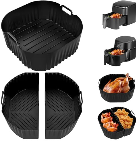 Hejo 3 st. silikonform för varmluftsfritös, Airfryer-tillbehör för Philips 2000 Serie 6.2L NA230, för Cosori TurboBlaze 5.5L/6L/6.2L, återanvändbar Air Fryer silikoninlägg för luftfritös
