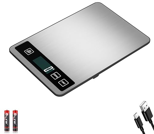 VITSOL 33lb/15kg Digital Kitchen Scale, Food Scale, High Capacity Weight Grams and Ounces for Baking Cooking and Meal Prep, 6 Units with Tare Function, LCD Display, Type-C Charging USB Rechargeable
