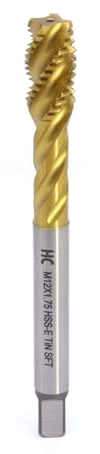 HC Maschinentechnik Taraud HSSE DIN 371 Forme C TiN – Taraud pour trou borgne M ISO 6H, 3 taillants, 1 pièce, pour acier, acier inoxydable, fonte et aluminium (M8 x 1,25 mm)