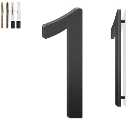 5 Inch Floating House Numbers and Metal Letters for Outdoor Signs, House Numbers for Outside, Aluminum Address Letters and Numbers for Door, Mailbox, Garden, Perfect for Home or Office (Number 1)