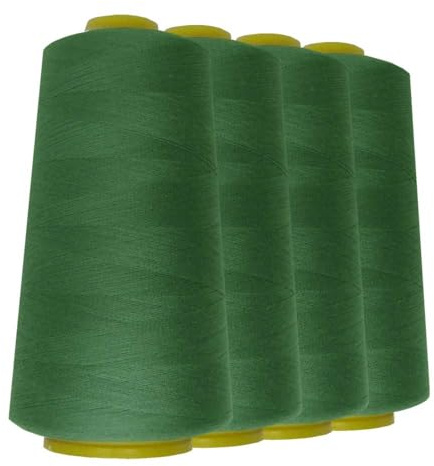 Schneidereibedarf Werner - 4 Rollen/Konen Overlock-Nähgarn/Overlockgarn - Polyester, 40/2 Stärke, 2743 Meter / 3000 Yards, für Näharbeiten, Quilten, Patchwork, Kleidung (grün (809))