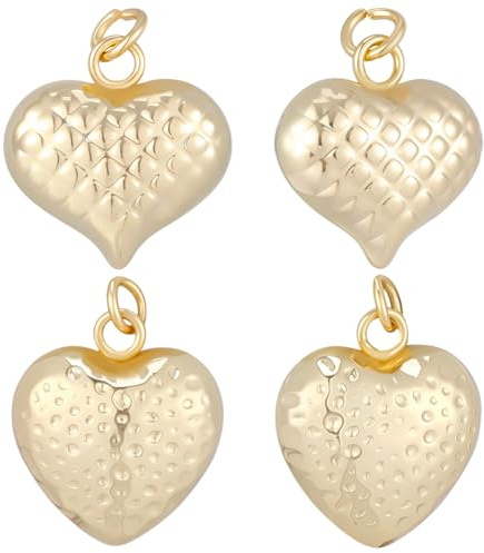 Beebeecraft 8 Stück 2 Verschiedene Herzanhänger 18K Vergoldetes Messing Kleine 3D Herzanhänger Mit Biegering Für Schmuckherstellung Anhänger Halsketten Armbänder DIY Bastelarbeiten