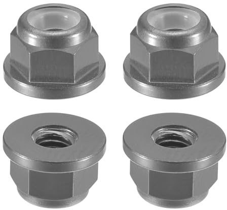 QUARKZMAN Aluminium Flansch Nylon Sicherungsmutter 4 Stück Flanschmuttern - M3 x 0.5mm Selbsthemmende Mutter Anodisiertes Bund-Metallmuttern Für Befestigungselemente (Titangrau)
