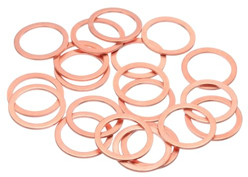 QUARKZMAN 20Pcs Arandelas Planas Cobre Mejorada M22, 22x28x1,5mm Métrica | Arandela Plana, Para Junta Sellado Anillos Aplastamiento Tornillos Tuercas Reparación Electrónica
