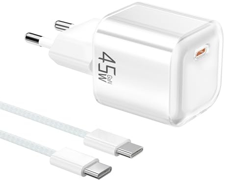 YISH Cargador USB C Carga Rapida 45W：GAN PD3.0 Enchufe USB C Movil Cargador Tipo C Carga Rapida Compacto para Teléfonos Inteligentes y Tabletas con 60W Cable Tipo C a C
