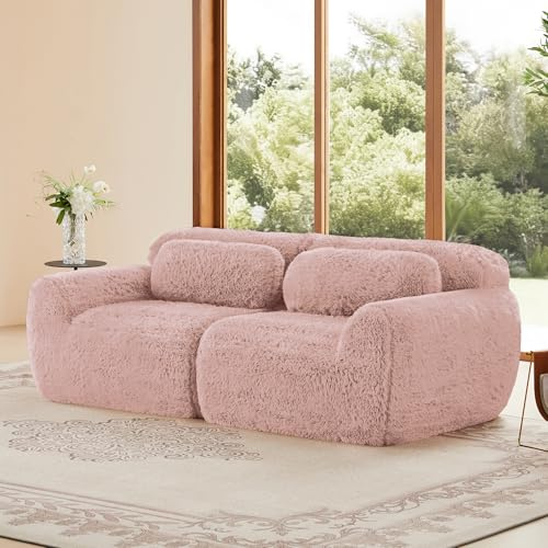 dowowdo Boneless Sofa Cloud Couch - Modulares 2-Sitzer Plüschsofa Rahmenlos, Pink, Frei Kombinierbar für Wohnzimmer/Schlafzimmer, Ohne Montage
