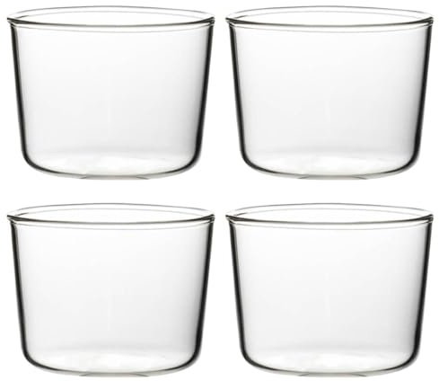 DECOMELODY 4 Pezzi Coppette da Dessert in Vetro 200 Ml Tazze per Snack Multiuso Pirottini per Cupcake e Mousse Resistenti e Pratiche per Casa e Feste