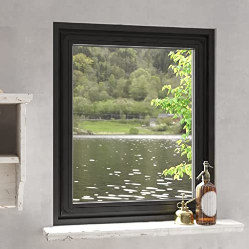 Wicterencia Magnet- Fliegengitter Anthrazit 100x120 cm mit Magnetrahmen, wasserfestem Glasfaser-Gewebe, Fensterschutz für Mückenschutz, Pollenschutz, Montage ohne Bohren, ideal für Fenster