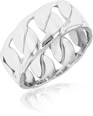 Tuscany Silver Herren Rhodium gewebter Ring Sterling Silber V