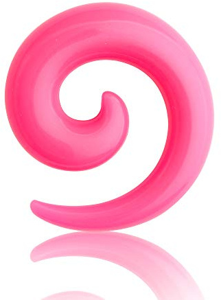Treuheld® | Pinke Dehnschnecke/Dehnsichel - 10 Größen: 1,6-14mm - Hohe Qualität - aus Kunststoff - Dehnschnecke für Ohr & Piercings - Flesh Tunnel Expander/Dehner für Plugs aus pinkem Acryl