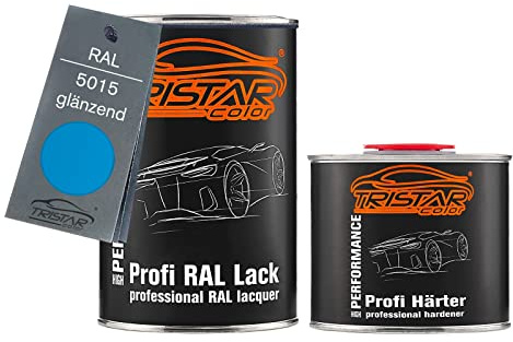 TRISTARcolor RAL 5015 Himmelblau glänzend Lack Dose + Härter 1,5 L | 2K-Set aus Lack + Härter, schnelltrocknend