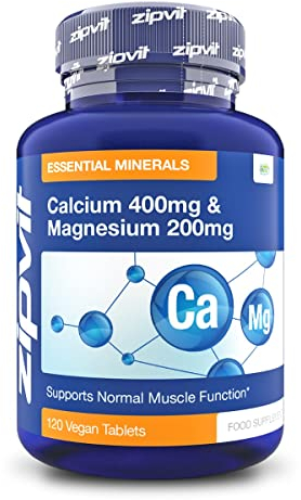 Zipvit Calcium 400mg and Magnesium 200mg, 120 Vegan Tablets (4 Months Supply). Supports Muscle and Bone Health. Vegetarian Society Approved.
