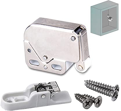 LOOTICH MINI TOUCH LATCH Pestillos de Resorte de Acero Pargo Primavera con Cierre a Presión con Acabado en Níquel Automático Capturas para Puerta de Muebles Armario de Cocina 15 Unidades