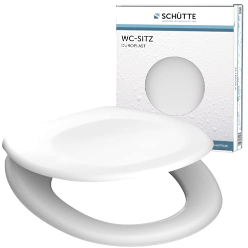SCHÜTTE weiß Sitz aus Duroplast, Toilettensitz passend für alle handelsüblichen WC-Becken, Toilettendeckel 82000