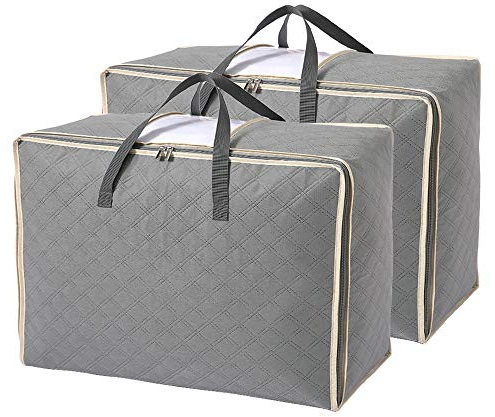 Astoryou 105L Large Storage Bags with Zips, 2 PCS Duvet Storage Bag King Size, Breathable Underbed Storage Bags for Bedding, Clothes, Duvets, Pillows, Quilt, Blankets