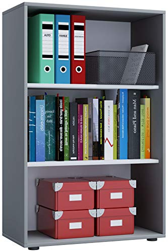 VCM Büroregal 70x37x111 cm 3 Fächer Standregal Bücherregal Aktenregal | Offener Stauraum für Ordner, Akten und Bücher - Arbeitszimmer oder Studierzimmer - Berufstätige und Studierende -