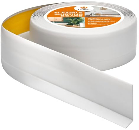 Quest Sockellist PVC mjuk självhäftande 50x20mm – askgrå, 25 m | Bred böjbar avslutningslist för golv och vägg – tät och dekorativ, enkel montering inomhus