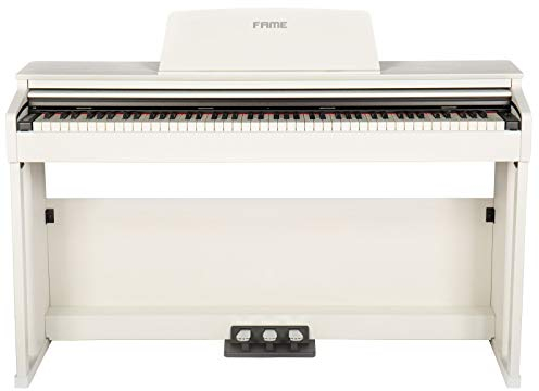 Fame DP-3000 E-Piano mit Hammermechanik, anschlagdynamischen 88 Tasten, voller Klavierklang, 20 Orchesterklangfarben, 128-fache Polyphonie, wertiges Gehäuse mit Deckel und Konsolen, Digital Piano