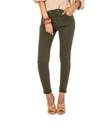 Nina Carter P109 Pantalones Vaqueros para Mujer, Cintura Alta, Ajustados, Elásticos, Khaki (P056-2), XXL