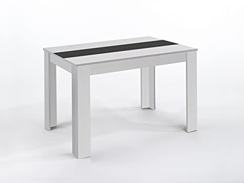 byLIVING Esstisch Nori/Moderner Küchentisch in Weiß/Einlegeplatte wendbar in schwarz oder weiß/Kleiner Tisch / 140 x 80, H 75 cm