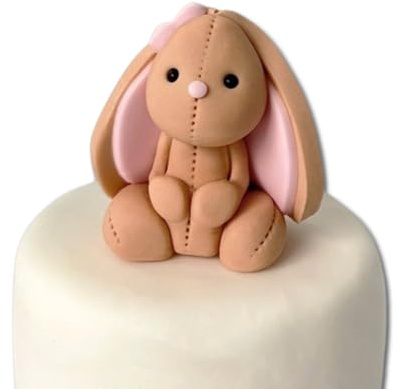 Edible Brown Bunny Cake Toppers - 3D Sugar Fondant Animal Figure - Kids Birthday Decorations - Handmade Present (bunny)
