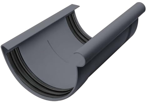 INEFA Rinnenverbinder halbrund NW100 / 100mm Anthrazit Kunststoff | Dachrinnenverbinder aus PVC-U, für einfache Steckmontage, ideal für Dachentwässerung und Regenrinnen