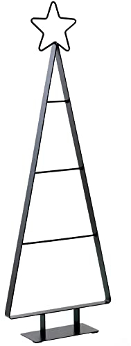 Metall Tannenbaum mit Stern Spitze schwarz - 66 cm - Weihnachts Ständer zum Beschmücken - Deko Tanne für Zierschmuck und Christbaumkugeln
