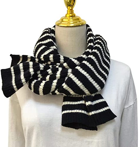 WLLDDDIU Schal Damen Winter,Winterschals Stricken Der Streifen Weicher Warmer Schal Dicke Decke Schwarz Weiß Der Weiche Schal Feeling Winterschal Trendige Stola-Schals Für Frauen Mädchen