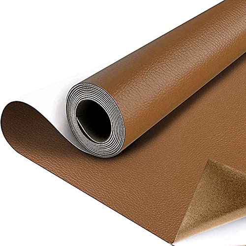 SZMMG Cuero Adhesivo Marrón 40 x 150 cm,Polipiel Adhesiva,Reparación de Cuero Parches,Piel Adhesiva para Tapizar,para Asiento de Coche,Muebles,Silla de oficina,Chaqueta,Sofá,Mochila