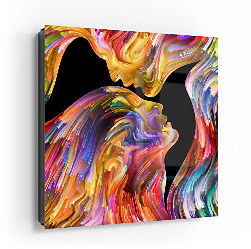 DEQORI Schlüsselkasten schwarz | 30x30 cm | Motiv Aus Liebe Wird Kunst | Glas & Metall Schlüssel-Box | Schlüsselschrank mit 50 Haken + 2 Magnete | Moderne Box magnetisch & beschreibbar