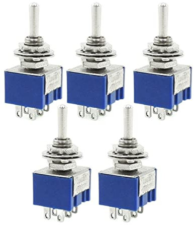 SMOKT 5 Pezzi ON-off-ON 6-terminali Interruttore a levetta a Doppio Polo bipolare 6A 125V AC
