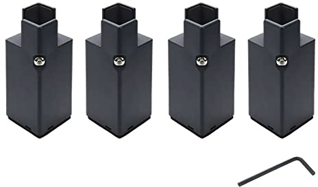Tsnamay 10,2 cm Stuhl-, Bett-, Sofa-Erhöhung mit Schraubklemme, rechtwinklige Stuhlbeine, Möbelerhöhungen, verstellbare Breite von 2 cm bis 4,1 cm, schwarz, 4 Stück