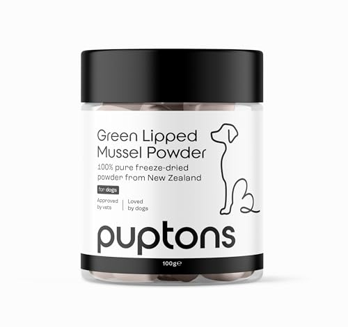 Puptons Green Lipped Mussel Powder for Dogs | Joint Care Supplement Rich in Amino Acids & Glucosamine | 100% Pure Green Lipped Mussel | Supports Mobility & Flexibility | Measuring Scoop Included