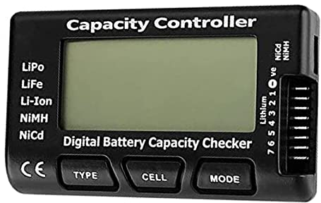 Digital Battery Capacity Tester, Battery Capacity Voltage Tester Controller Tester with LCD,for LiPo LiFe Li-Ion NiMH Nicd RC Batteries