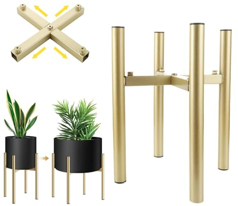 CYEER Pflanzenständer Verstellbar, Blumenständer Gold, Metall für Töpfe Mit Außendurchmesser 20-30 CM (Hoch: 30CM)