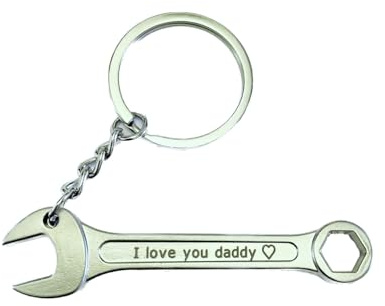 gadget hangar Porte-clés clé à molette personnalisée – Cadeau personnalisé – Gravure gratuite, Argenté, défaut